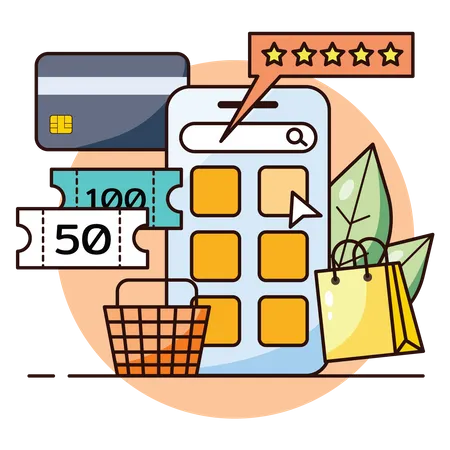 Mobile Shopping App Illustration