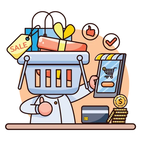 Mobile Shopping App  Illustration