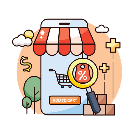 Mobile Shopping App  Illustration