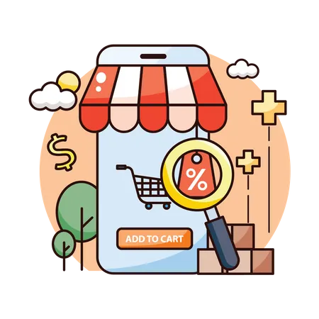 Mobile Shopping App  Illustration