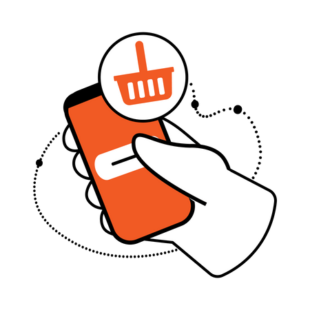 Mobile shopping basket  Illustration