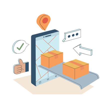 Mobile Shopping Delivery  Illustration