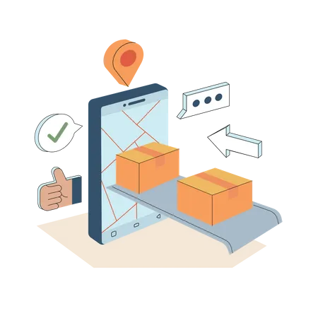 Mobile Shopping Delivery  Illustration