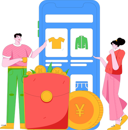 Mobile Shopping Discount  Illustration