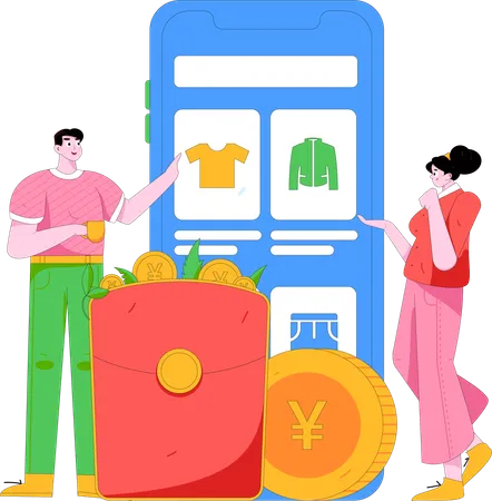 Mobile Shopping Discount  Illustration