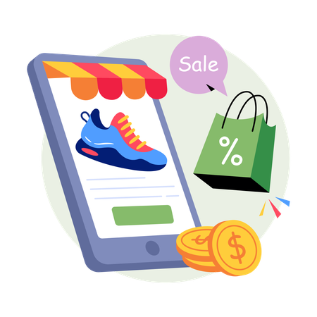 Mobile Shopping  Illustration