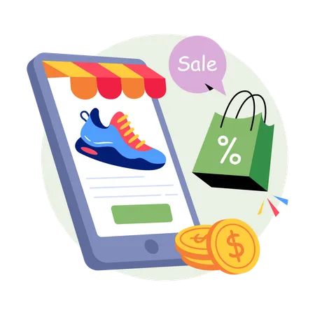 Mobile Shopping  Illustration