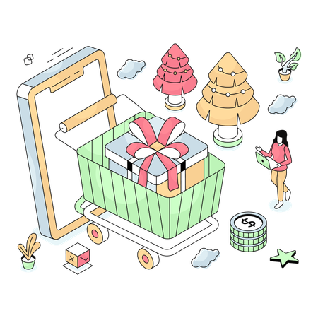 Mobile Shopping  Illustration