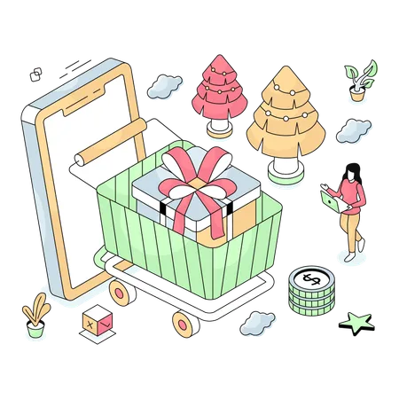 Mobile Shopping  Illustration