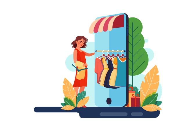 Mobile Shopping  Illustration