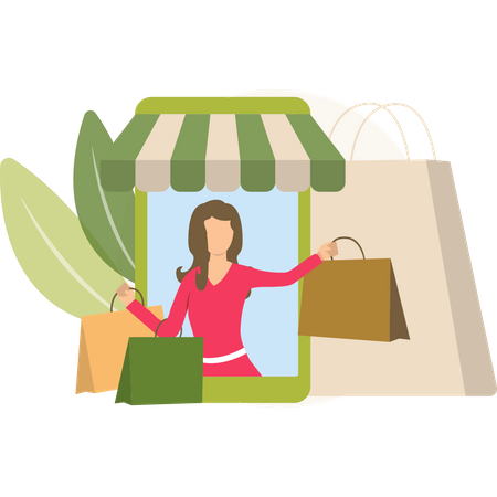 Mobile Shopping  Illustration