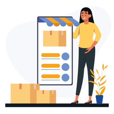 Mobile Shopping  Illustration