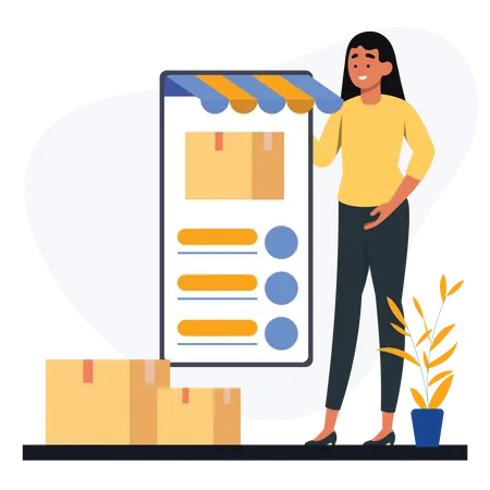 Mobile Shopping  Illustration