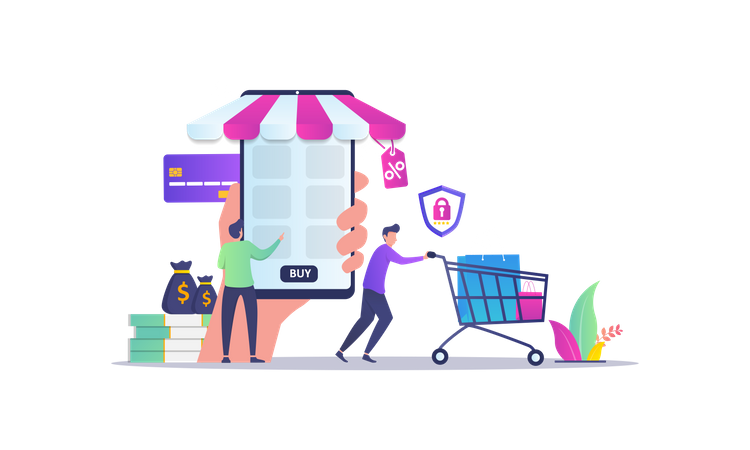 Mobile Shopping  Illustration