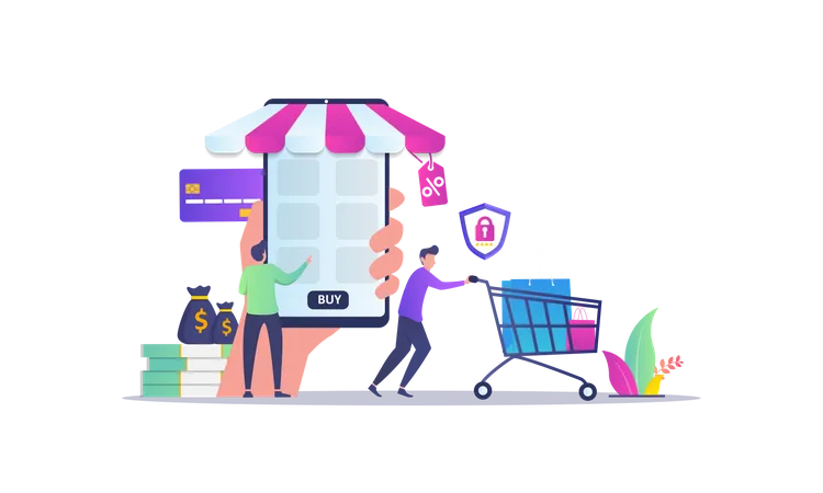 Mobile Shopping  Illustration