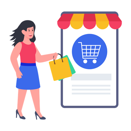 Mobile Shopping  Illustration