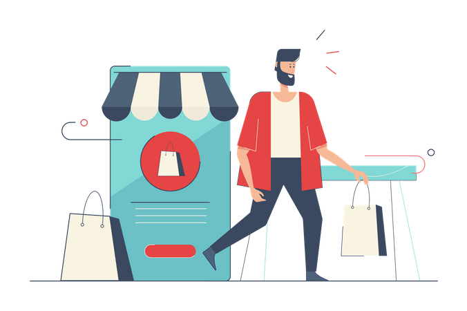 Mobile shopping  Illustration