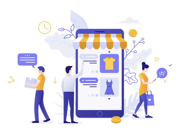 Mobile Shopping  Illustration