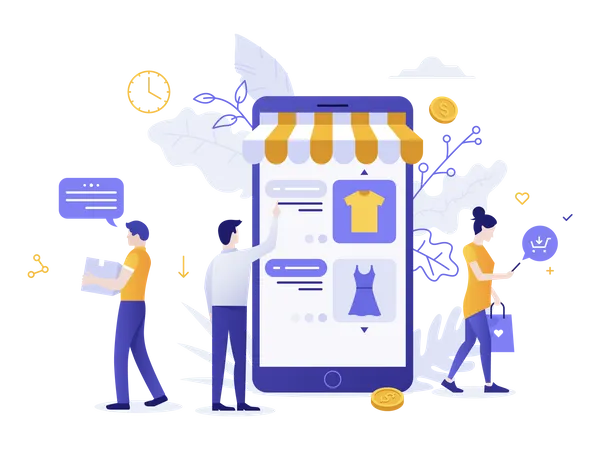 Mobile Shopping  Illustration