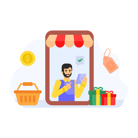 Mobile Shopping  Illustration