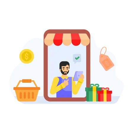 Mobile Shopping  Illustration