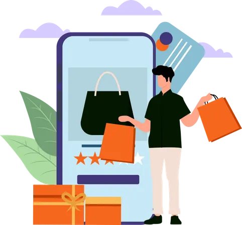 Mobile Shopping  Illustration