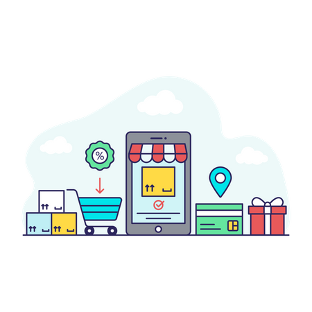 Mobile Shopping  Illustration