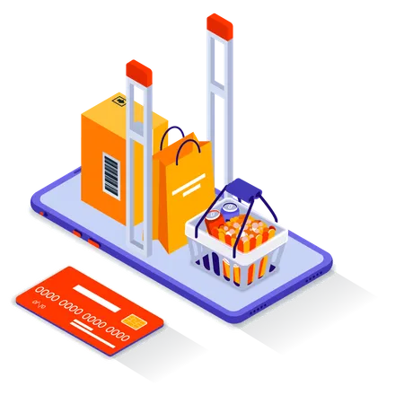 Mobile Shopping  Illustration