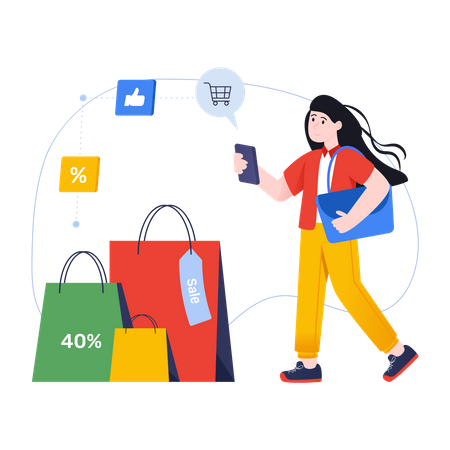 Mobile Shopping  Illustration