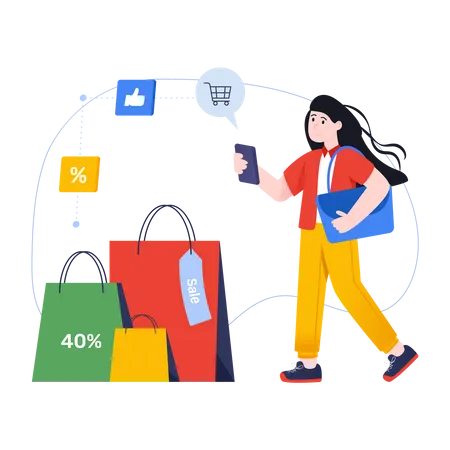 Mobile Shopping  Illustration