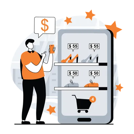 Mobile shopping  Illustration