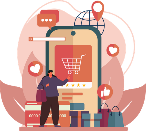 Mobile Shopping  Illustration