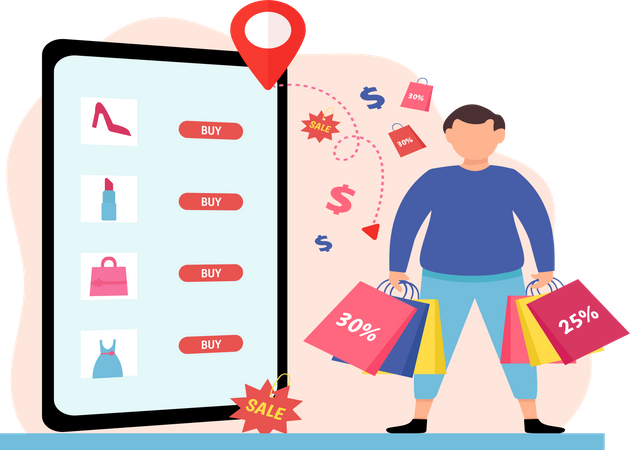 Mobile Shopping  Illustration