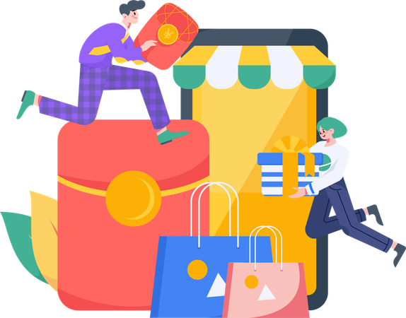 Mobile shopping  Illustration