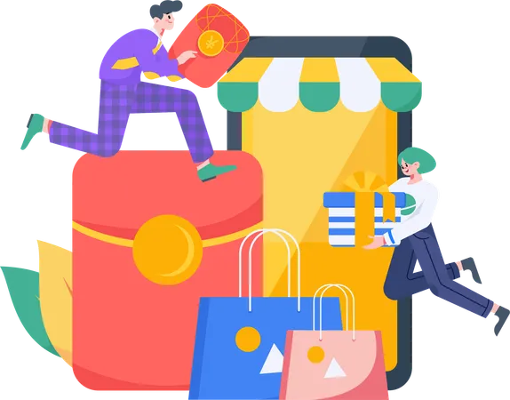 Mobile shopping  Illustration