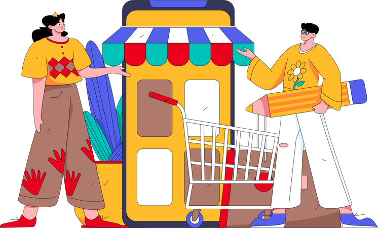 Mobile shopping  Illustration