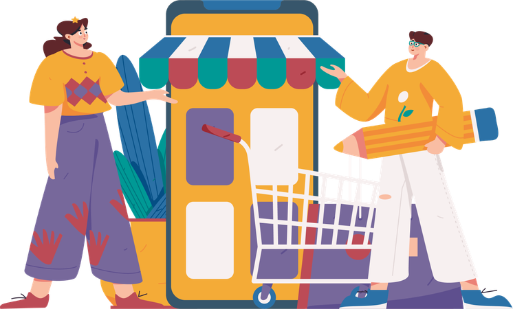 Mobile shopping  Illustration