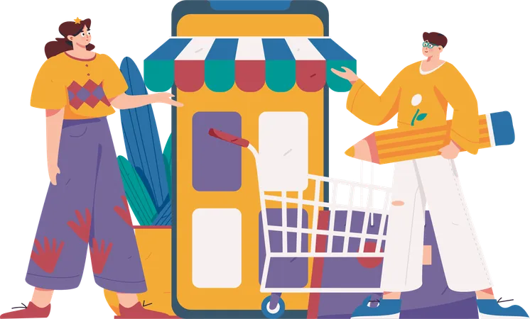 Mobile shopping  Illustration