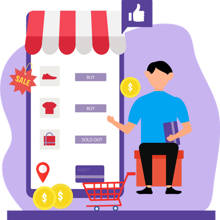 Mobile Shopping  Illustration