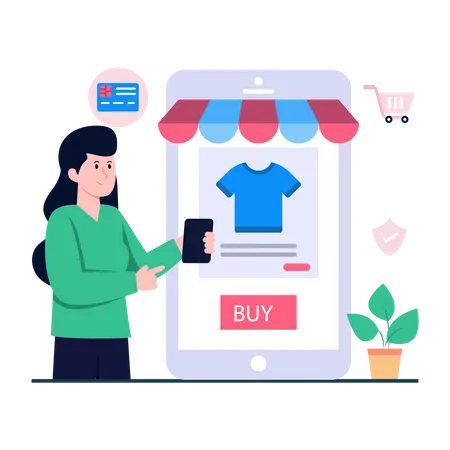 Mobile Shopping  Illustration