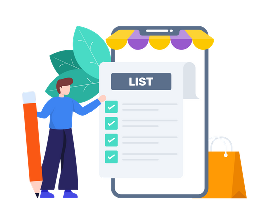 Mobile Shopping List  Illustration