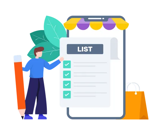 Mobile Shopping List  Illustration