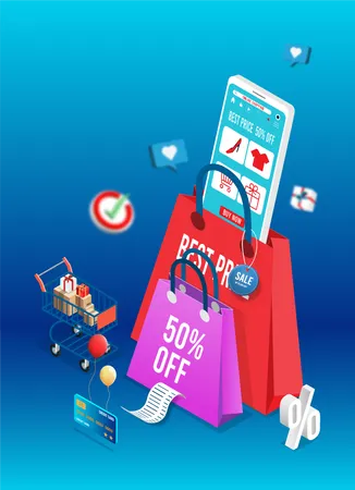 Mobile shopping offer  Illustration