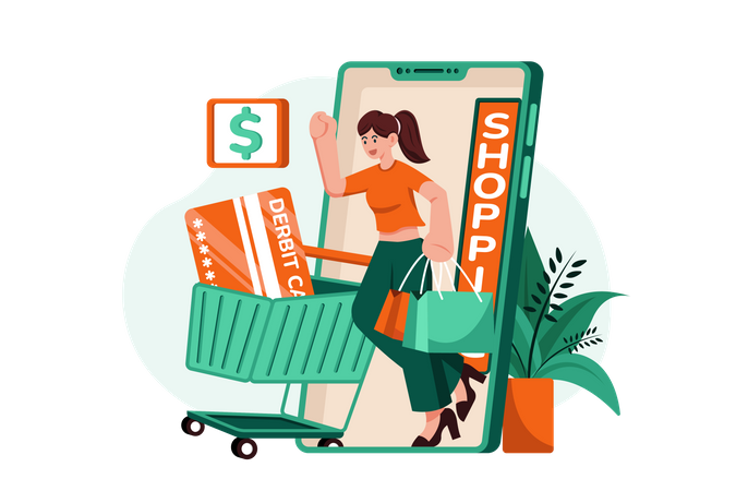 Mobile shopping Payment  Illustration