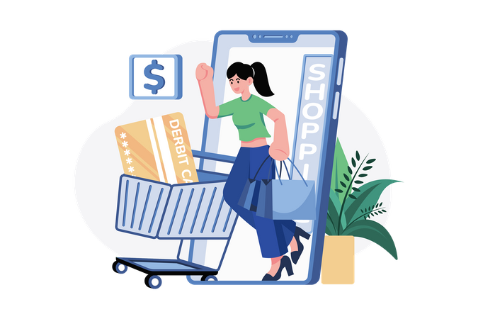 Mobile shopping Payment  Illustration