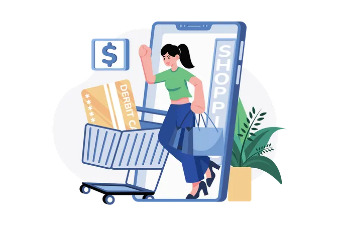Mobile Shopping Payment Illustration Concept A Flat Illustration Isolated On White Background Illustration