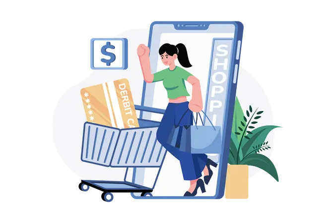 Mobile shopping Payment  Illustration