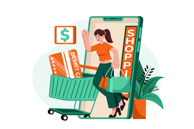 Mobile shopping Payment  Illustration