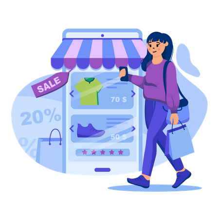 Mobile shopping Payment  Illustration