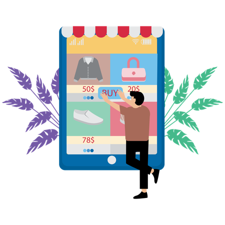 Mobile Shopping & Payment  Illustration